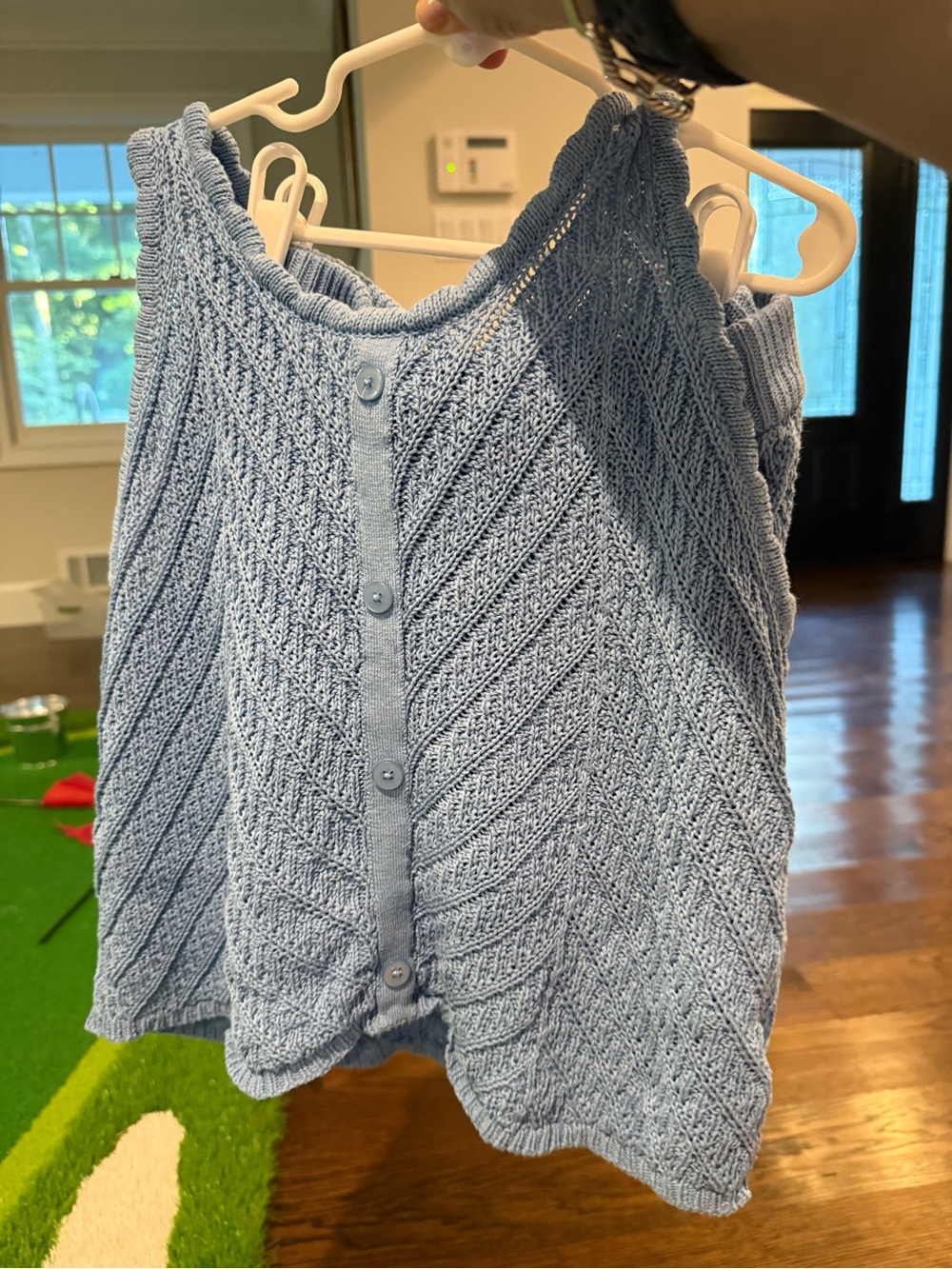 Jessica Simpson Light Blue Knit Button-Front Camisole with matching skirt.